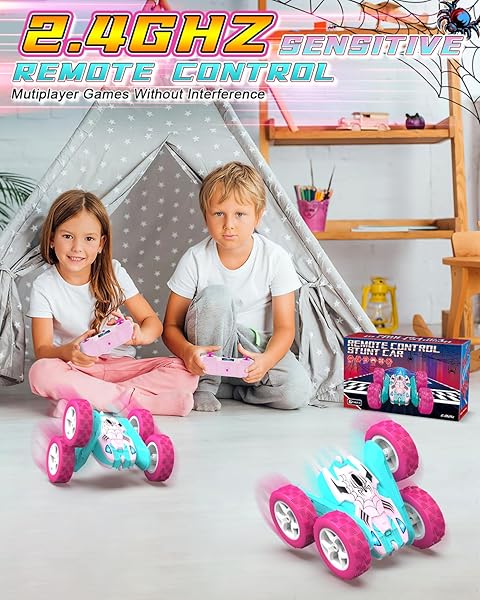 BLISSBUD PINK SPIDER REMOTE CONTROL CAR FOR GIRLS, KIDS RACE RC CARS FOR GIRL, PRINCESS TOYS FOR AGE 6 7 8 9 10 CHRISTMAS BIRTHDAY GIFTS