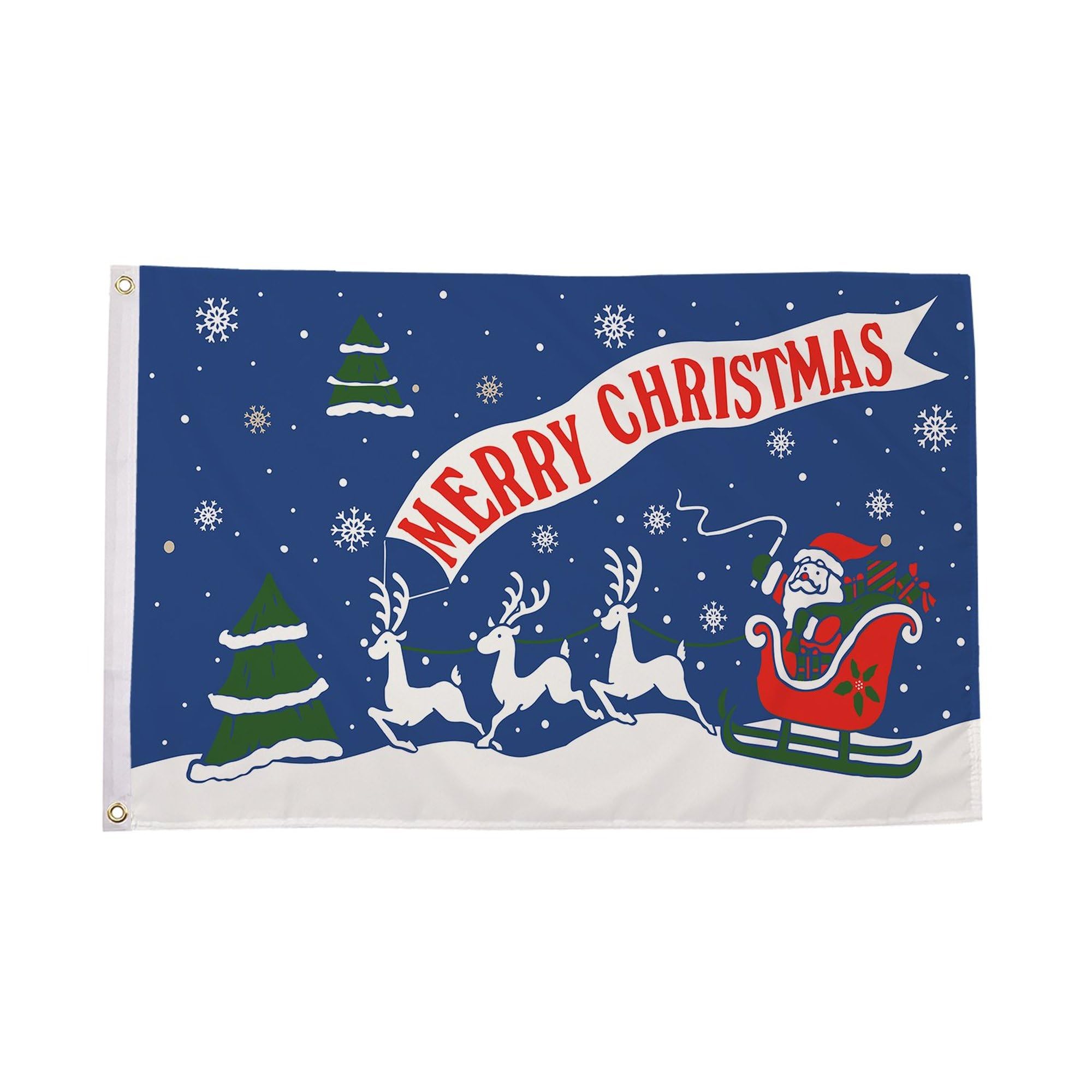 Flagtex Christmas Flag Merry Christmas Blue 5ft x 3ft (150cm x 90cm) - Vibrant Christmas Decorations for Garden Outdoor Indoor, Holiday Banner in Cheerful Blue Colour Theme