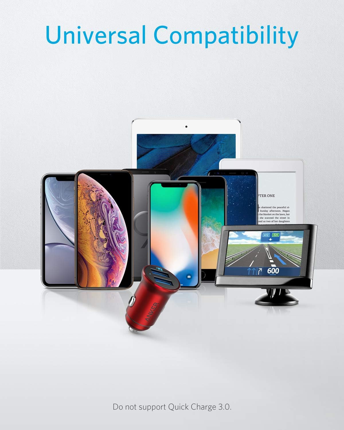 Car Charger, Anker Mini 24W 4.8A Metal Dual USB Car Charger, PowerDrive 2 Alloy Flush Fit Car Adapter with Blue LED, for iPhone 11/XR/Xs/Max/X/8/7/Plus, iPad Pro/Air 2/Mini, Galaxy, LG, HTC and More