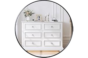 Antok Round Mirror, 24 inch Circle Mirror for Entryway, Bathroom & Vanity - Metal Frame in Black