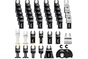 Hanida 40 Pcs Oscillating Saw Blades Metal, Titanium Oscillating Tool Blades, Extra-Long Reach Multitool Blades Kit for Wood Plastics, Oscillating Multitool Saw Blades fit Dewalt Rockwell Makita