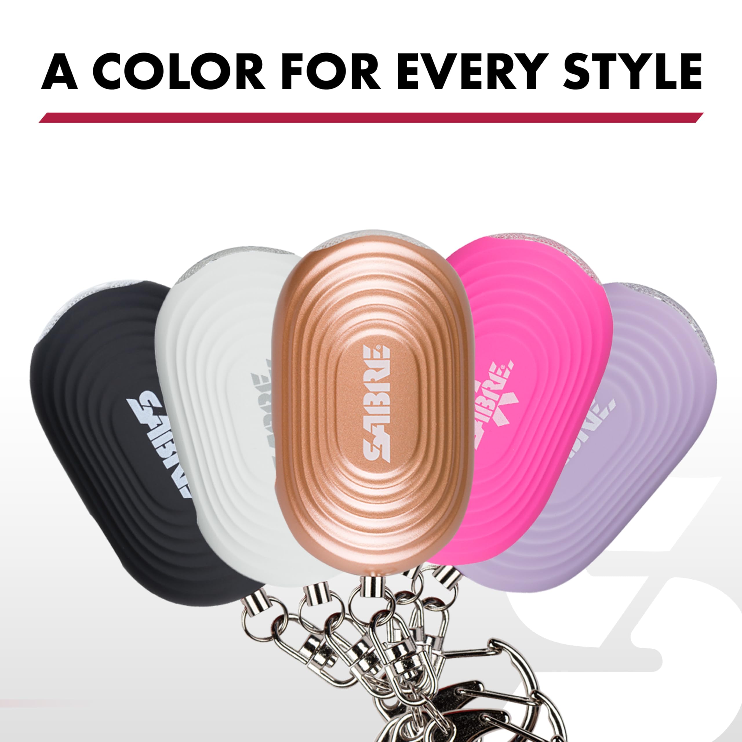 SABRE 2-in-1 Personal Alarm with LED Light, 130dB Personal Safety Siren, Snap Hook for Instant Access, 1,250 Foot (381 Meters) Range, Compact Design for Easy Attachment to Purse, Bag, or Keys