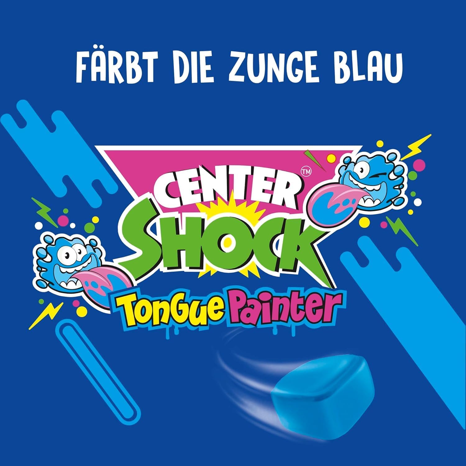 Center Shock Zungenmaler Pillow, Box mit 100 Kaugummis, Extra saurer mit Füllung, geeignet für Geburtstag, Pinata, Candy-Bar und Weihnachten, 400g 2