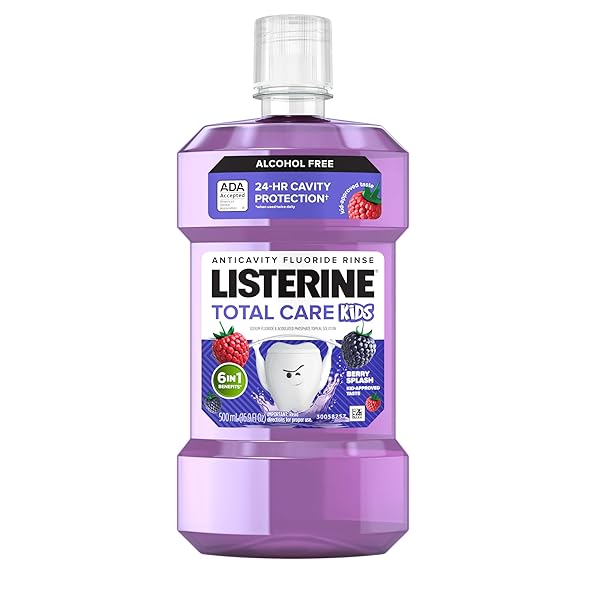 LISTERINE SMART RINSE KIDS ALCOHOL-FREE ANTICAVITY FLUORIDE MOUTHWASH FOR CAVITY PROTECTION, BERRY SPLASH FLAVOR, 500 ML