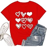 Valentines Shirts for Women Leopard Plaid Love Heart Graphic T Shirt Heart Tees Top for Her