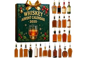 Whiskey Advent Calendar 2025, 24 Days of Whiskey Advent Calendar with 24 Mini Whiskeys Bottle Ornaments, A Daily Tasting Jour