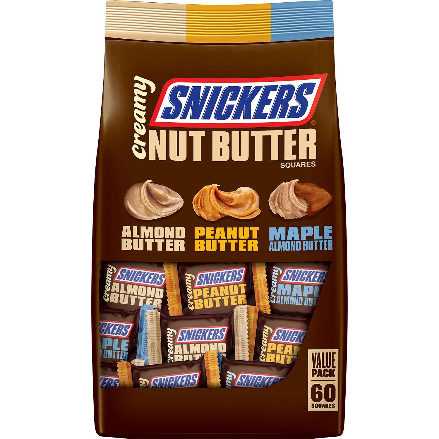 Snickers Creamy Maple Almond Butter Square Candy Bars, 7.7 Ounce Grocery