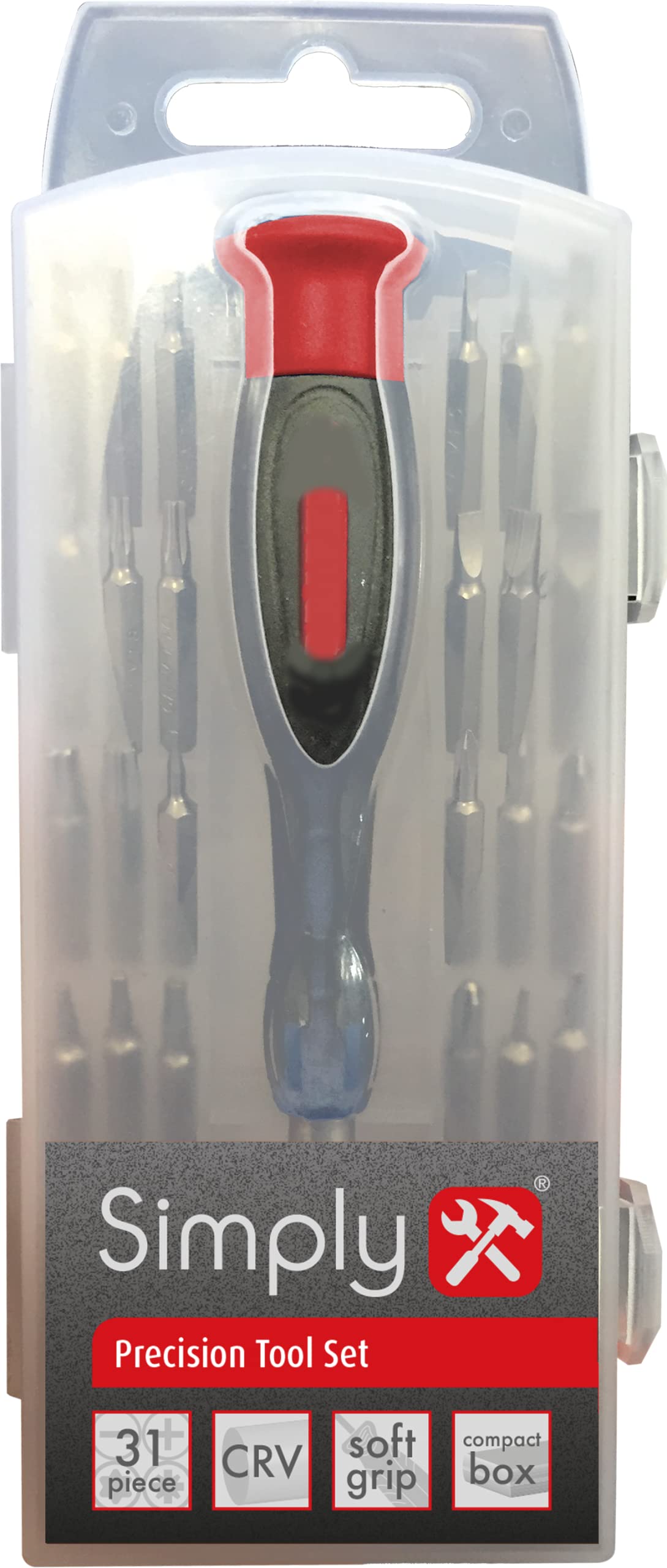 Simply BSCR02 31 Piece Precision Chrome Vanadium Soft-Grip Screwdriver Set for Compact Storage Box works with Phones, Computers, Laptops and other Electronic Devices