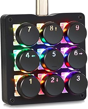 Amazon Com Koolertron One Handed Macro Mechanical Keyboard Rgb Led Backlit Portable Mini One Handed Gaming Keypad Osu Keyboard 9 Fully Programmable Keys Red Switches With Retro Classic Typewriter Round Keycaps Computers Accessories