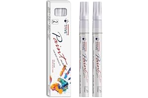 TFIVE White Permanent Paint Marker Pens - 2 Count Oil Based Marker Pen, Medium Tip, Waterproof & Quick Dry, for Office, Art projects, Rock Painting, Ceramic, Glass, Wood, Plastic, Metal, Canvas