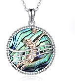 CRMAD Volleyball Gifts Necklace for Players Sterling Silver Abalone Shell/Crystal Sport Inspirational Jewelry for Women