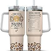 99WHALE Dog Mom Leopard Nutrition Facts, Tumbler 40 Oz With Handle Lid And Straw, Dog Mom Gifts, Mommy Day Mothers Handle Mama World Cups Print Simple Best Modern Women Black Eleven