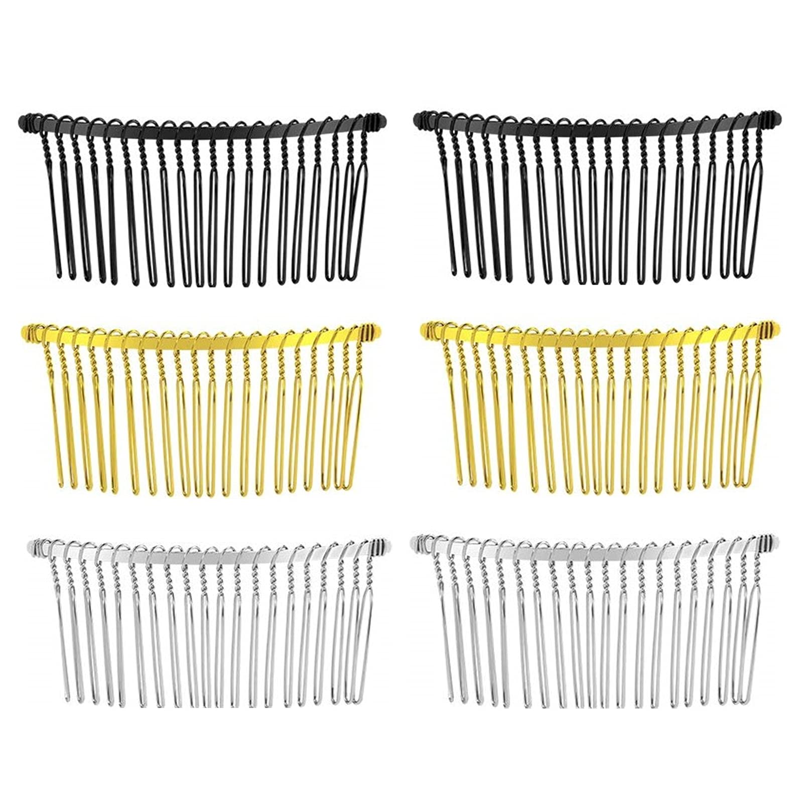 6Pcs Hair Comb 20 Teeth Fancy DIY Metal Wire Hair Clip - Wire Twist Bridal Wedding Veil Combs for Women (Mixed)