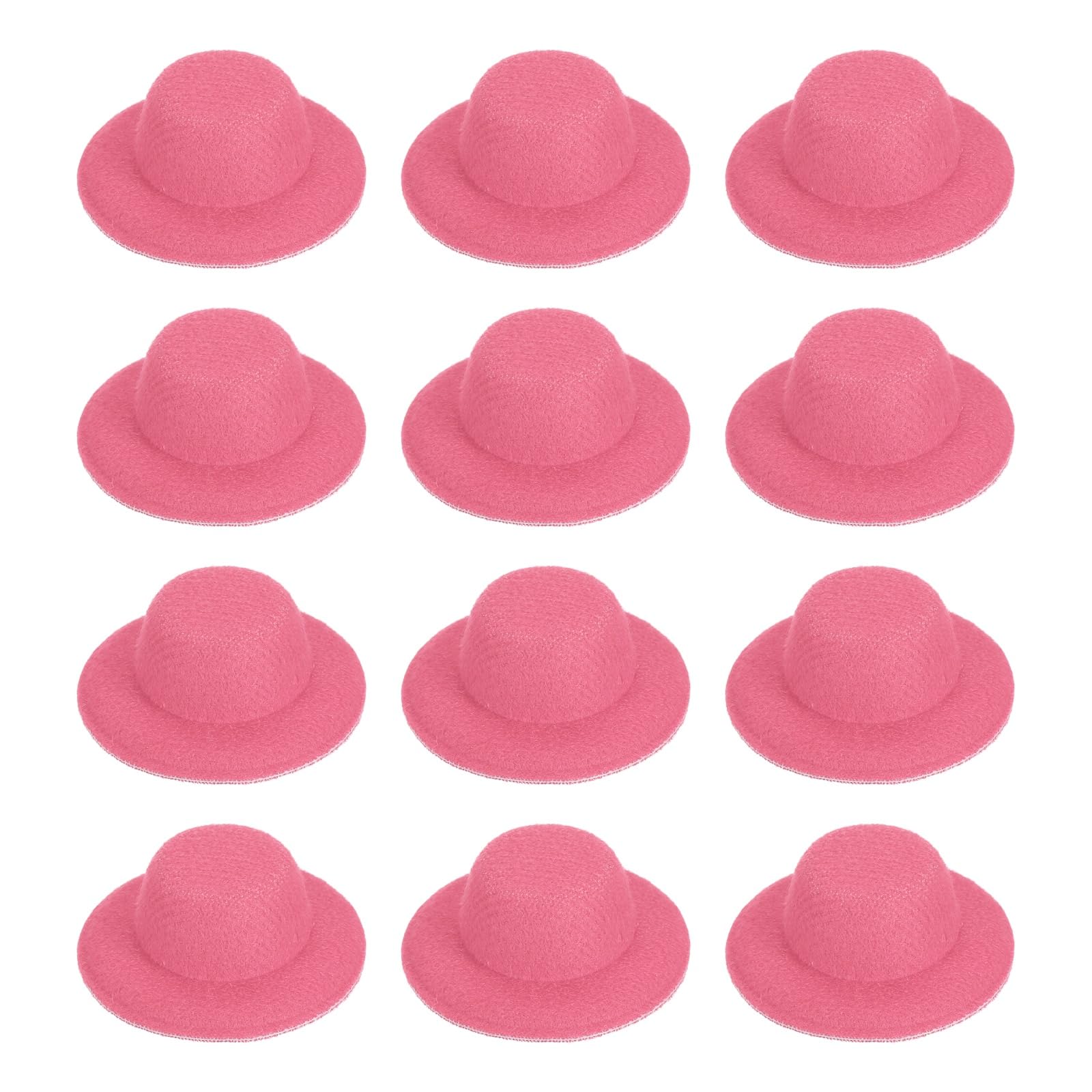 PATIKIL 1.6 Inch Mini Formal Hats, 12 Pcs Miniature Doll Hats Mini Top Hat for Crafts Hair Accessories Decorate Doll Snowman, Light Red
