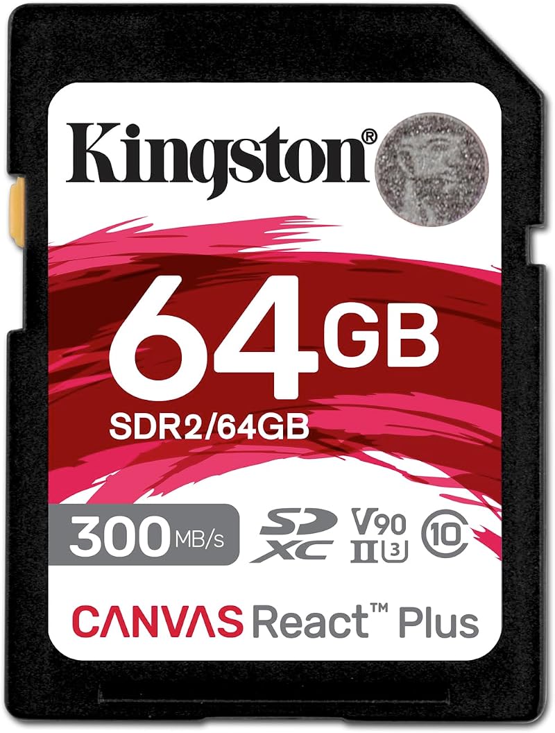 Kingston 64GB SDXC UHS-II U3 V90 Memory Card Canvas React Plus 300R/260W