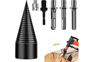LAIAMER AIAMER 6Pcs 32MM Wood Splitter Drill Bit, Easy Split Drill Bit Wood Splitter with 5 Handles (Square, Round, Hex Shank, Small Hex, Electric Handle)