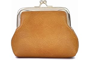 Lavogel Coin Purse, Kiss Lock Coin Purse for Women, Large Capacity Coin Pouch,Vintage Change Purse Cute Car Coin Holder for Women (1-Brown)