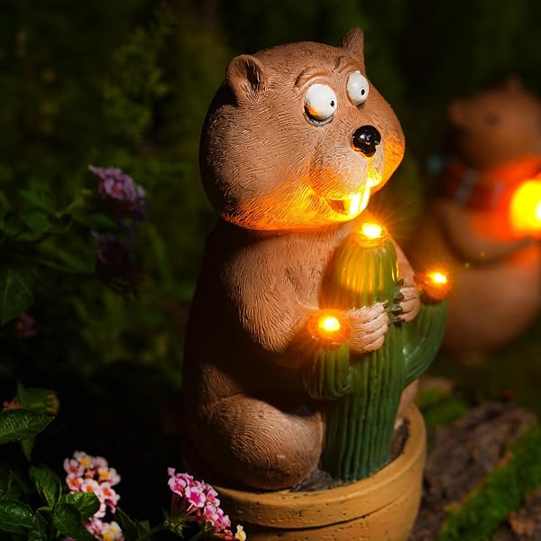 Amazon.com: Delighture Solar Groundhog Garden Statue with LED