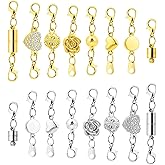 AUGSUN 16Pcs 8 Styles Necklace Clasps for Jewelry Connector Making, Necklace Clasps and Closures, Jewelry Necklace Extender Helper for DIY Necklaces Bracelets Making