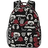 moremohome Skull Backpack, Gothic Punk Music Backpack, Unisex Laptop Backpack, Black, 11.4 * 7.8 * 15.7 inches