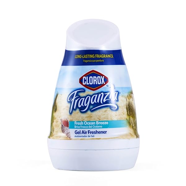 CLOROX FRAGANZIA CONE GEL AIR FRESHENER, TWIST OPEN ADJUSTABLE SOLID AIR DEODORIZER FOR SMALL INDOOR SPACES, CONTINUOUS FRESH OCEAN BREEZE SCENT FOR BATHROOM OFFICE CLOSET ODOR CONTROL, 6 OZ