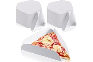 SUCLAIN 100 Pcs White Paperboard Single Pizza Slice Wedge Tray 8-1/10 x 8-1/10 Inch Pizza Slice Container for Birthday Wedding Party Supplies Movie Night Snack Trays