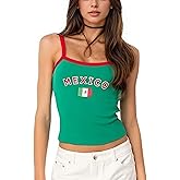 IDEWO Tank Tops Y2k Brazil Jersey Brazil Shirt Y2k Top Mexico Crop Jersey 2000s Summer Going Out Tops
