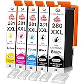 Solarixenta Refillable 280XL 281XL Ink Cartridges for PIXMA TS702 TS702a TS6120 TS6220 TS6320 TS8120 TS8220 TS8320 TR7520 TR8520 TR8620 TS9120 TS9520 Printer