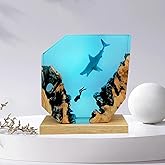 eletriace Epoxy Resin Shark Lamp, Ocean Night Light,Artistry Home Decor Bedside Nightlight, Unique Resin Lighting, Nightstand Decorations for Bedroom, Suitable for Holidays(Shark Lamp)