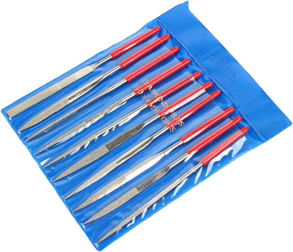 Fatmingo Diamond Needle File Set, Hand File for Metal Glass Jewelry Rough Carving 80Grit 5 x 180 x 70mm (Pack of 10)