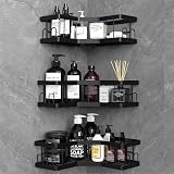 AceMining Shower Caddy 3 Pack Black Adhesive Shelf Rust Resistant Carbon Steel
