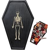 TOSOENPHY 17.8'' Tall Coffin Charcuterie Board, Gothic Coffin Tray with Engraved Skeleton - Goth Home Decor Essentials Access