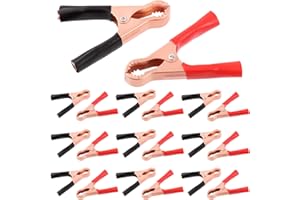 Swpeet 20Pcs 50A Black and Red Insulated Alligator Clips, Electrical Durable Heavy Duty Alligator Clamps for Loaded Truck Car