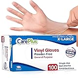 CARE PLUS Vinyl Gloves Clear Extra Large Size 100
