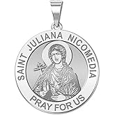 PicturesOnGold.com Saint Juliana Nicomedia Round Religious Medal - 3/4 Inch Size of a Nickel Sterling Silver Pendant - Protection Jewelry Christian Gifts for Men & Women
