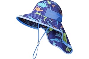 icolor Kids Sun Hat UPF50+ Sun Protection Bucket Hat Toddler Summer Beach Play Hats with Neck Flap for Girl Boy Ages 3~10