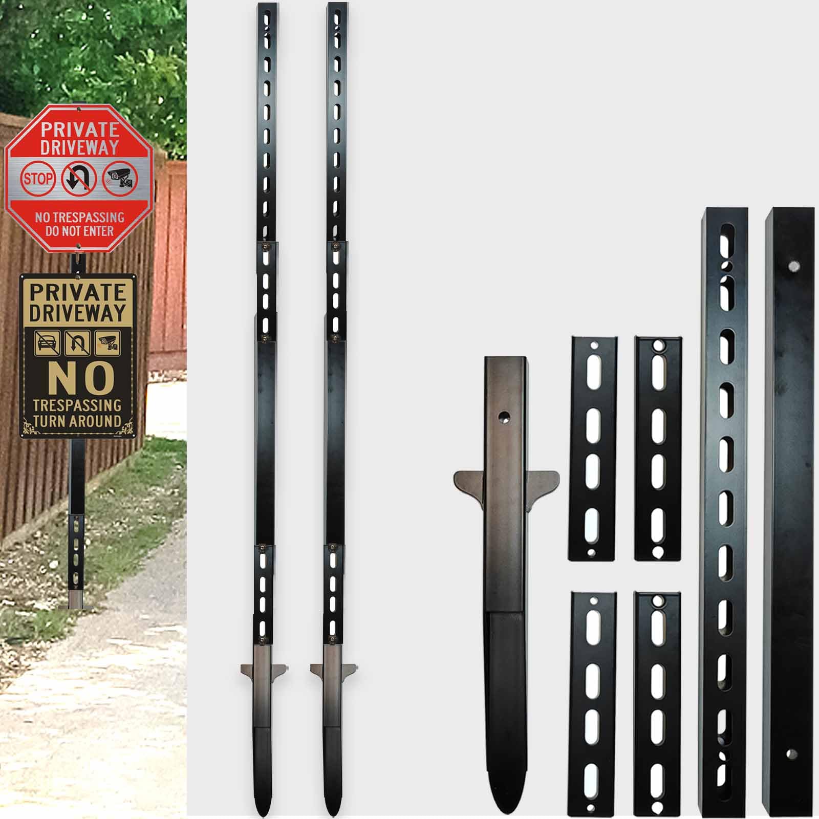 Photo 1 of 2-Pack 52-Inch Heavy Duty Metal Sign Posts for Outdoor Yard, Parking, Garage & Real Estate – Rust & Wind Resistant, Fits 10–18" Signs