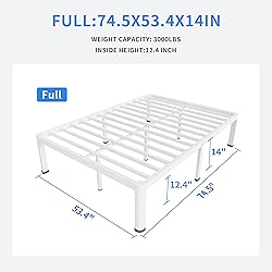 MAF 14 Inch Full Size Metal Platform Bed Frame