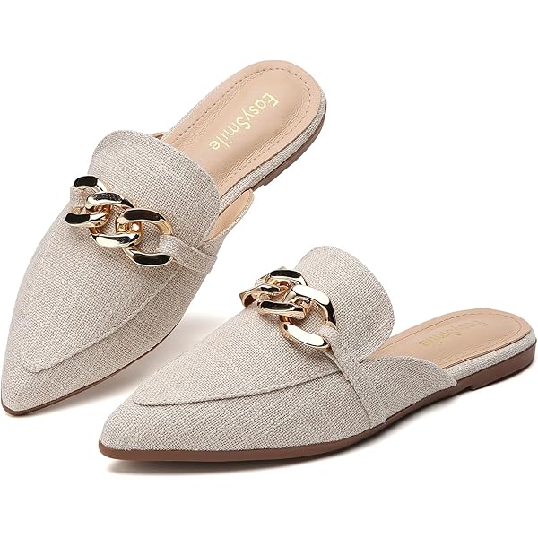 Women's Embroidery Loafers - Plush Lamb Fur Mule Slides With Pointed Toe