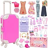 40 Pcs 11.5 Inch Girl Doll Clothes and Accessories Include Travel Suitcase 5 Outfits Dress Swimsuit 3 Shoes Luggage Backpack 
