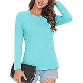 MAGCOMSEN Women's Cotton Long-Sleeve Crew-Neck T-Shirt Classic-Fit Shirt Soft Breathable Casual Tee Basic Tops