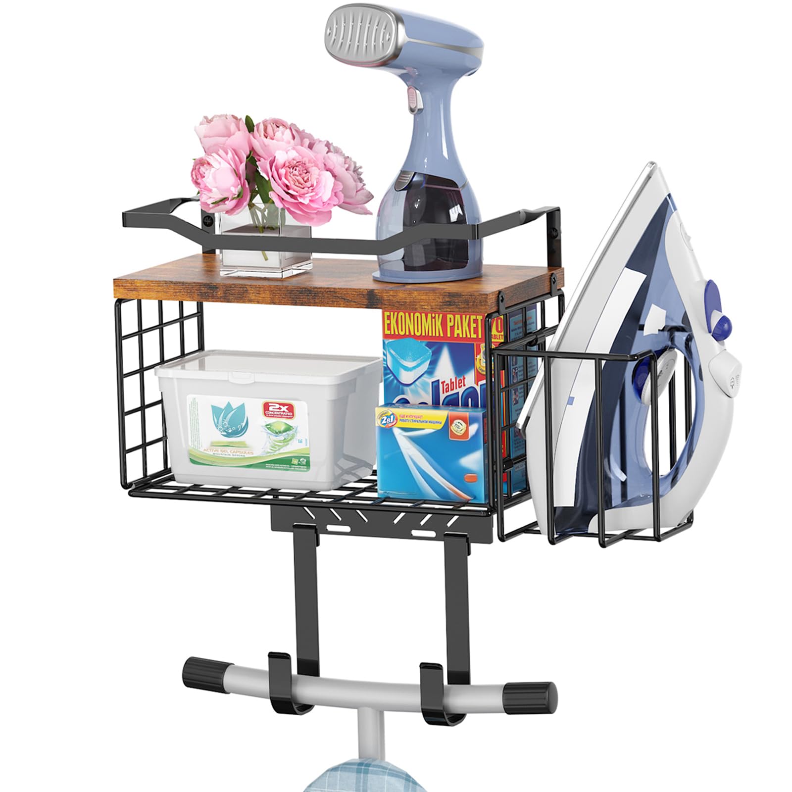 Photo 1 of ***MISSING PARTS***
Ironing Board Hanger Wall Mount, 2-Layer T&Y Iron Board Holder with Ironing Caddy, Metal Ironing Board Holder Storage Organizer, Floating Wood Shelf for Laundry Room Decor Accessories Organization