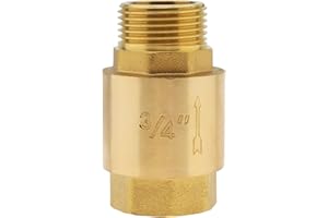 Brass Check Valve Backflow Preventer One Way in-Line Spring Check Valves for Well Pump Tank 3/4" Male x 3/4" Female(DN20)