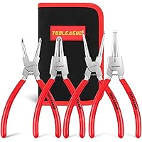TOOLEAGUE 4 Pcs Snap Ring Pliers Set, Circlip Pliers, 7 inches Internal/External Heavy Duty for Ring Remover Retaining Straig