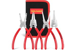 TOOLEAGUE 4 Pcs Snap Ring Pliers Set, Circlip Pliers, 7 inches Internal/External Heavy Duty for Ring Remover Retaining Straig