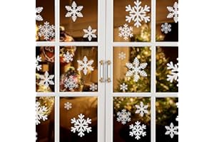 NALER KESOTO 96PCS Christmas Decorations, Snowflake Window Clings, Glueless PVC Window Stickers for Indoor Christmas Décor, 10 Sheets