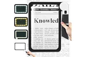 Arsir 7.3 * 4.4" Page 5X Magnifying Glass for Reading, Large Folding Lighted Magnifier with 48 LED Lights (3Modes), Rectangular Handhold Magnify Lens Gifts for Seniors Reading Books, Prints -Black