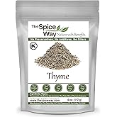 The Spice Way Thyme Leaves - (4 oz) packaged fresh | Thyme leaves for visible texture, infusions, soups, stews, beans and roasted foods; Kosher Certified; Resealable Bag