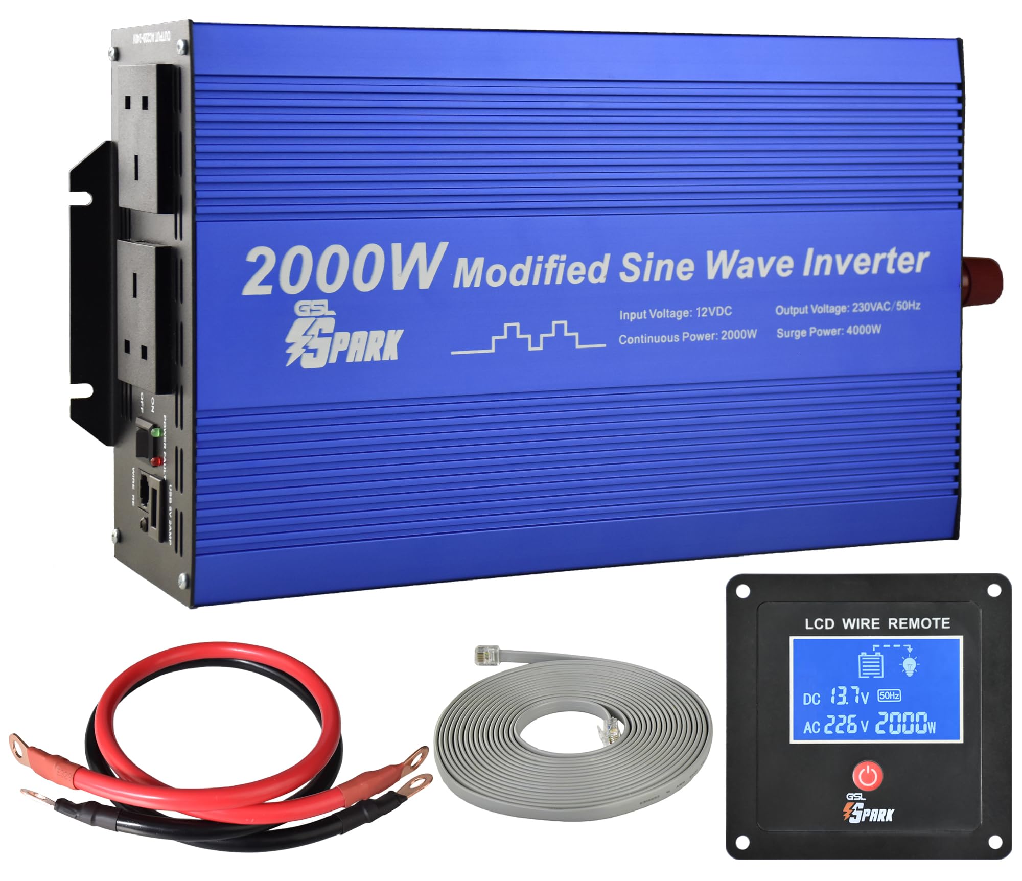 Spark 2000 watt Modified sine wave power inverter 12v 4000W peak microwave kettle