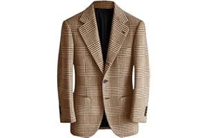 Surciruit Mens Houndstooth Plaid Blazer Slim Fit Wool Blend Sport Coat Casual Two Button Notch Lapel Jacket